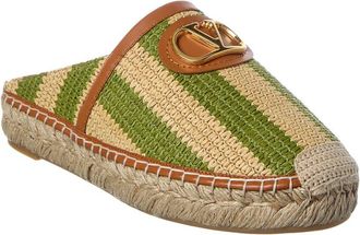 Valentino Vlogo Signature Straw & Leather Mule