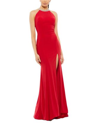 Mac Duggal Beaded Halter Jersey Gown