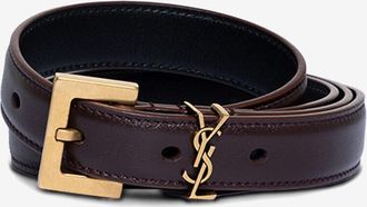 Saint Laurent D&uuml;nner Lederg&uuml;rtel mit Monogramm Cassandre - 2 cm