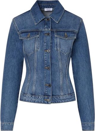 Liu Jo Stonewash Denim Jacket met Vetersluiting Achterkant - Dames - Spijkerjassen - Blauw - S - Denim - Jassen