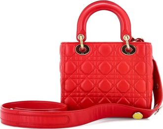 Dior My Lady Dior Bag Cannage Quilt Lambskin satchel - Rood
