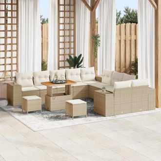 vidaXL Conjunto De Sof&aacute; De Jard&iacute;n 13 Pcs Beige, Crema 90 X 55 X 71 Cm Vidaxl