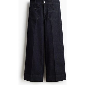 H&M Wide High Ankle Jeans in Dark Denim Blue at Nordstrom, Size 10