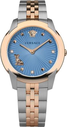 Versace Audrey 38 mm Horloge - Dames - Horloges - Blauw - ONE Size - Accessoires