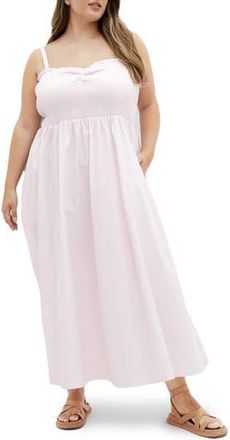 City Chic Vacation Stripe Sleeveless Maxi Dress in Pink Stripe at Nordstrom Rack, Size L/20W