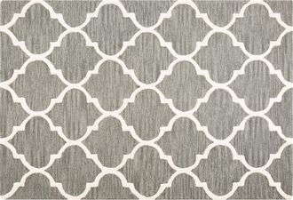 Beliani Alfombra De Lana Gris 140 X 200 Cm Patr&oacute;n De Tr&eacute;bol Oriental Marroqu&iacute; Hecha A Mano Yalova