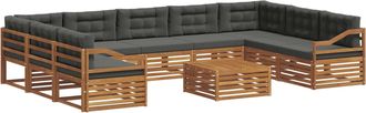 vidaXL Set Di Divani Da Esterno 10 Pz Naturale E Antracite Vidaxl