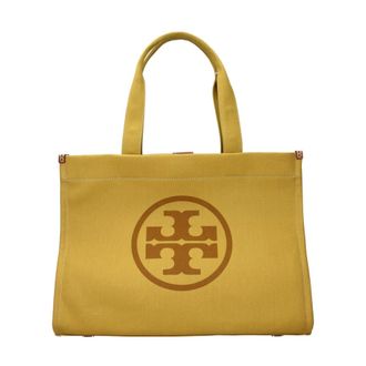Tory Burch Canvas Tote Bag met Logo Borduring - Dames - Tassen - Geel - Maat: ONE Size
