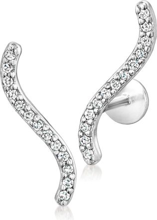 RS Pure by Ross-Simons Diamond Curved Ear Climbers in Sterling Silver