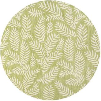 Jonathan Y Designs Nevis Palm Frond Indoor/Outdoor Round Area Rug in Green/cream at Nordstrom, Size 5Ft 0In X 5Ft 0In
