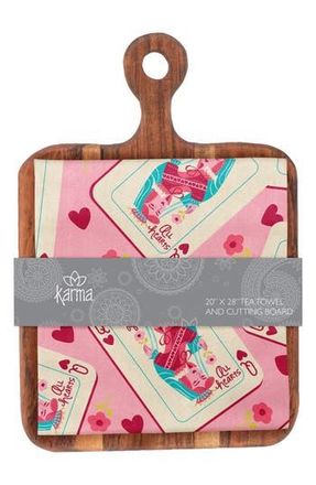 Karma Gifts All Hearts Tea Towel & Cutting Board Set in Queen Of Hearts at Nordstrom Rack