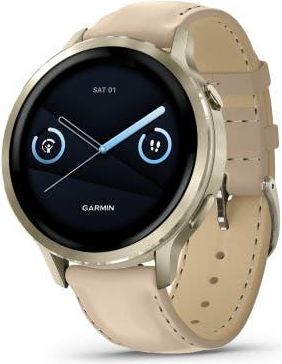 Garmin Venu 4 Smartwatch 41mm in Light Sand Leather Band at Nordstrom