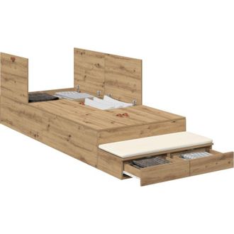 vidaXL Vidaxl Cama De Almacenamiento En Roble Artesanal 90x200 Cm