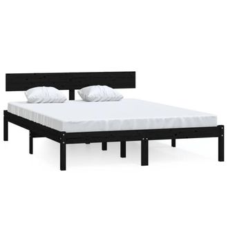 Berkfield Home Bed Frame Black Solid Wood Pine 150x200 cm King Size