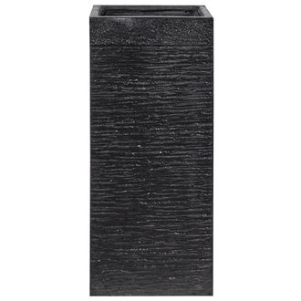 Beliani Maceta Alta De Arcilla Para Jard&iacute;n 26 X 26 X 60 Cm Negra Resistente A Los Rayos Uv Dion