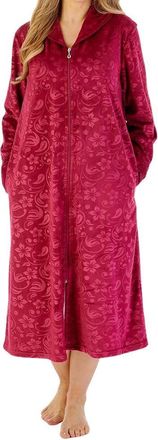 Slenderella Floral Embossed Zip Opening 46 Inch Housecoat (16/18, raspberry)