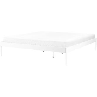 Beliani Cama Con Somier De Metal Blanco 180 X 200 Cm Listones Industrial Vaurs
