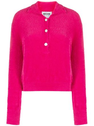 Moschino Top stile polo a maniche lunghe - Rosa