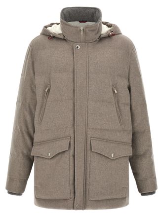 Brunello Cucinelli Beige Wool Mens Parka