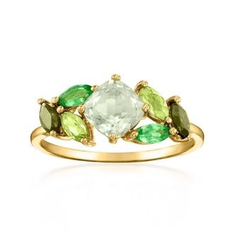 Ross-Simons Tonal Green Multi-Gemstone Ring in 14kt Yellow Gold