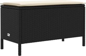 vidaXL Reposapi&eacute;s De Jard&iacute;n Con Almohada Negro Y Crema 80 X 38 X 45 Cm Vidaxl