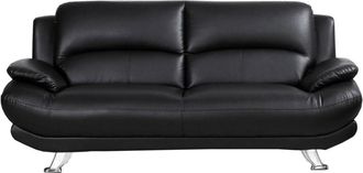 VENTE-UNIQUE.COM Sofá fijo piel sintética 3 plazas negro 200x91cm