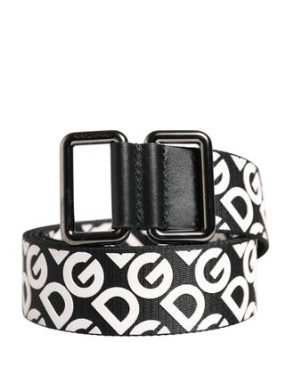 Dolce & Gabbana Logo-Print Leather Belt - Black