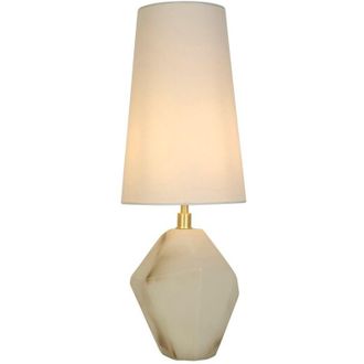 Searchlight Searchlight - Lampada da tavolo Apex 1Lt, metallo ottone satinato, paralume bianco