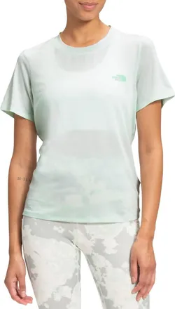 The North Face Activewear Wander Twist Back T-Shirt In Misty Jade Heather