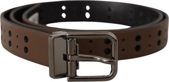 Dolce & Gabbana Mens Perforated Leather Belt - Tan - Size 90 cm