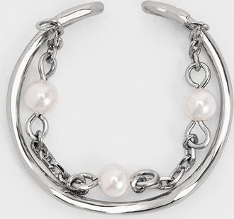 Charles & Keith Corrine Pearl Chain-Link Double Ring