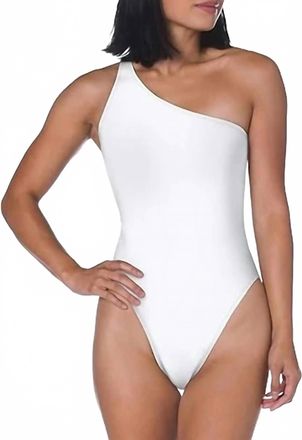 Norma Kamali Mio One Shoulder Swimsuit In White