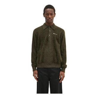 Thisisneverthat SCT Logo Shaggy Knit Polo - Heren - Ronde hals truien - Groen - M - Truien & Vesten
