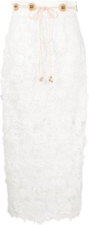 Zimmermann Raie lace midi skirt - women - Cotton/Polyester - 4 - White