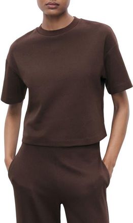 Mango Boxy Cotton Blend T-Shirt in Brown at Nordstrom, Size Xx-Small