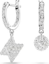 Swarovski Dextera Pierced Earrings Mini Hoop Star & Sphere Rhodium Shiny Crystal