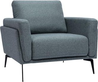 Miliboo Miliboo - Poltrona design in tessuto grigio-verde e metallo nero mosco