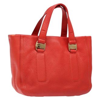 Ferragamo Vala Handbag Leather Red Leather Bag (Pre-Owned)