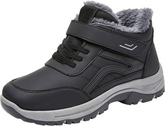 Generic Womens Snow Boots Comfortable Warm Faux Fur Lined Non Slip Winter Boots Waterproof Insulated Lace Up Hiking Shoes (Black, 4.5)