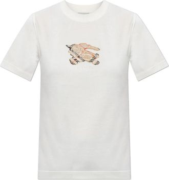 Burberry T-shirt met logo - Dames - T-shirts - Wit - S - Katoen - Tops