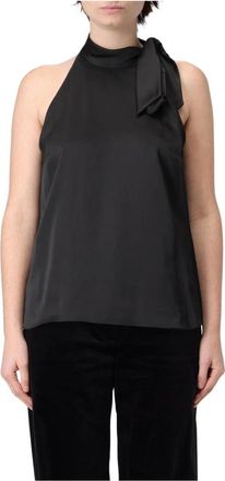 Theory Tops, Dames, Zwart, L, Satijn, Halter Neck Satin Top