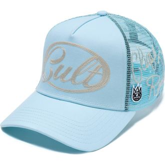 Cult of Individuality Rope Logo Snapback Trucker Hat in Blue Glow at Nordstrom