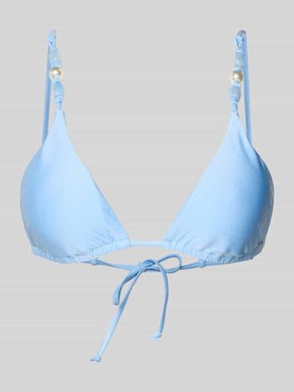 Seafolly Bikini-Oberteil mit Perlen und Schn&uuml;rung Modell PALERMO in Blau, Gr&ouml;&szlig;e 44