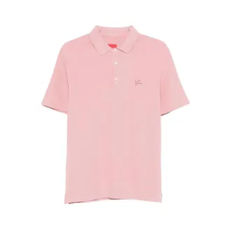 Isaia Polo Shirts, male, Pink, Size: 3XL Short Sleeve Embroidered Polo