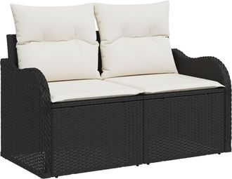 vidaXL Garden Sofa Set with Storage 8 pcs Black Poly rattan Vidaxl