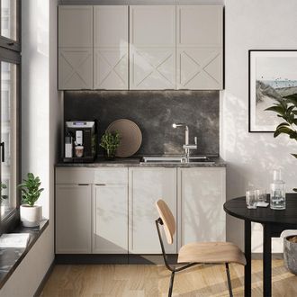 Vicco Cocina Para Solteros Fame-line, Gris/beige/antracita, 140 Cm Sin Encimera, Vicco