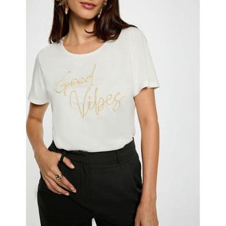 Morgan Recht wit dames-T-shirt met opschrift