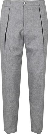 BRIGLIA 1949 Dubbel geplooide wol kasjmier broek - Heren - Nette broeken - Grijs - S - Wol - Broeken