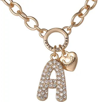 Juicy Couture Bubble Letter Necklace for Women with Clear Stones 18+2, Chunky Initial Necklace Gold-Tone in Letter A at Nordstrom
