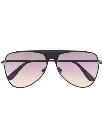 Tom Ford Eyewear Zonnebril met piloten montuur - Zwart